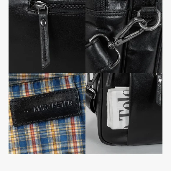 New -MARC PETER Black Leather Men's or Womens Laptop/Briefcase - Picture 3 of 12